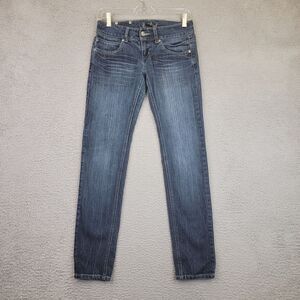 Red Rivet Jeans Juniors Size 5 Dark Wash Distressed Studded Pockets Low-Rise Ski